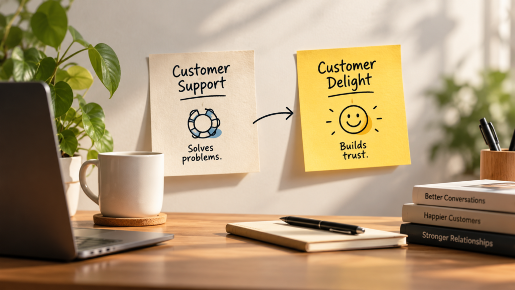 Customer Support Solves Problems. Customer Delight Builds Trust. customer delight builds trust
