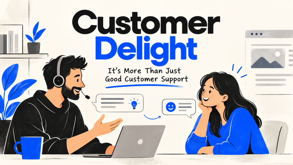 Illustration of a customer and support professional having a positive conversation